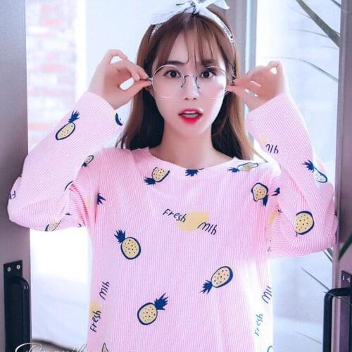 Cotton Women Pajamas Female Antumn Spring Long Sleeves Sleepwear Suit Home Clothing Girls Lovely Sweet Korean Nightwear H5630