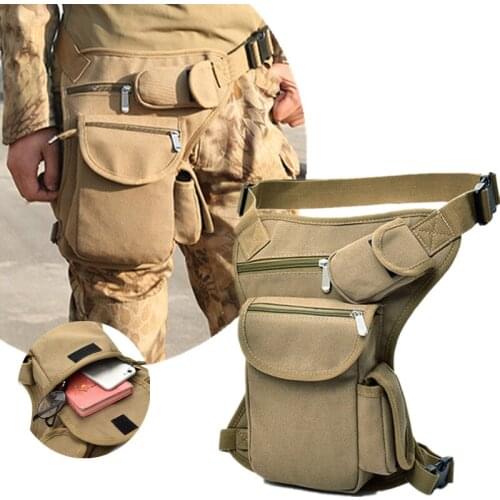 Men Canvas Drop Leg Bag Waist Bag Fanny Pack Belt Hip Bum Military Travel Multi-purpose Motorcycle Messenger Shoulder Bag