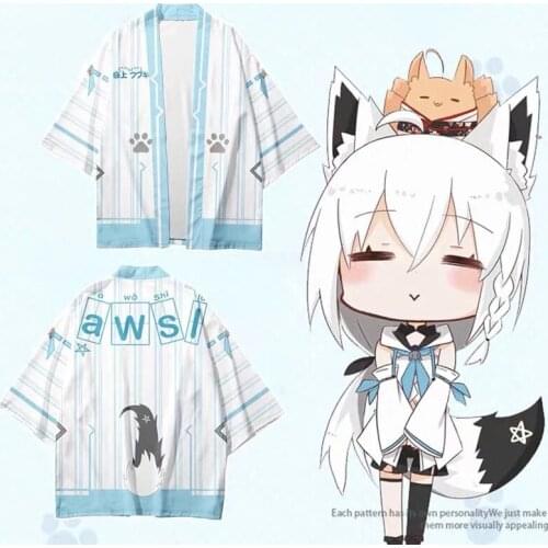 3 To 14 Years Kids Kimono VTuber Shirakami Fubuki 3D Printing Japanese Kimono Haori Yukata Boys/Girls Streetwear Kimono Shirt
