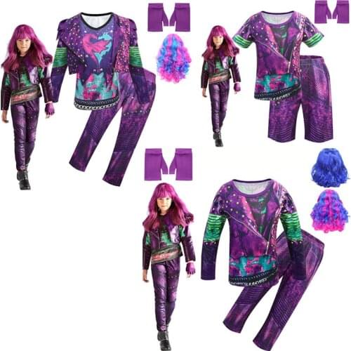 Halloween Cosplay Girls Performance Costume Descendants3 Long Sleeve Pants Wig Gloves 5-piece Set Halloween Performance Costume