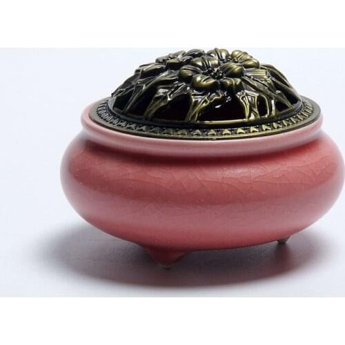 Incense Burner Black pottery Stove Ornament Buddha Supplies Coil Stick Holders,for Teahouse Living Room Temple Claming Aroma