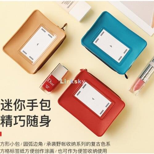 KOKUYO Square bag / arc corner / the retro color of wild tent storage series,mini Carry on bag,Checkered Note Paper