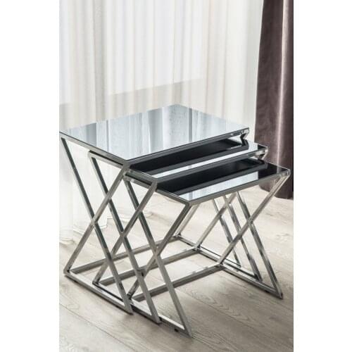 Chrome Metal Legs Smoked Mirrored Zigon Table Basse Mesa Auxiliar غرفة المعيشة الأثاث Stolik Kawowy журнальный столик