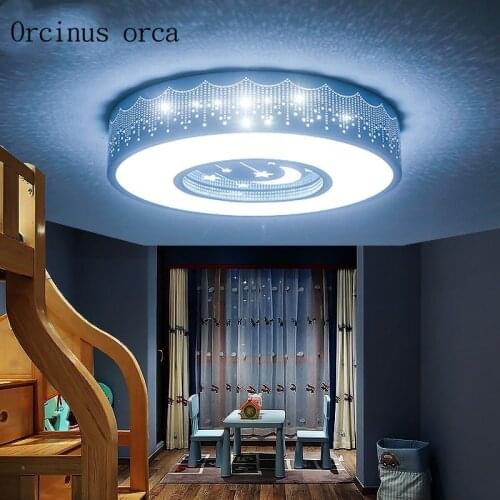 Cartoon creative moon and ceiling lamp boy girl bedroom child room light modern minimalist art LED ceiling lamp free shipping