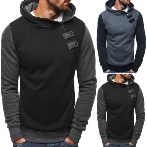 Men Pullover Hooded Button Solid Sweatshirt Long Sleeve Plush Coat for Autumn Winter Winter Long-sleeved Cardigan Hooded Mens