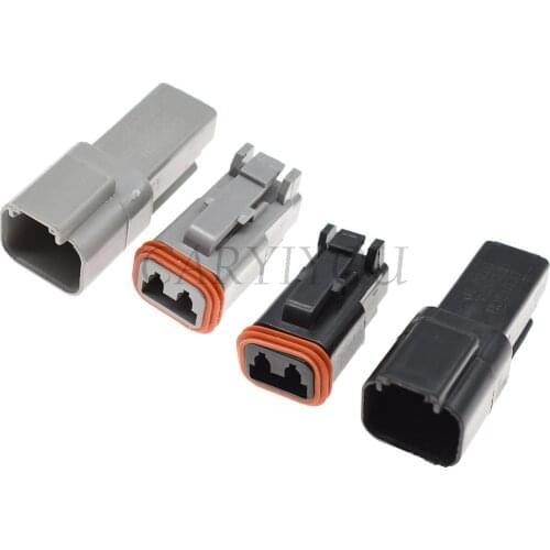 1 Set Kit Deutsch DT Series 2 Pin Male Female 22-16AWG Sealed Waterproof Electrical Wire Connector Plug DT06-2S DT04-2P