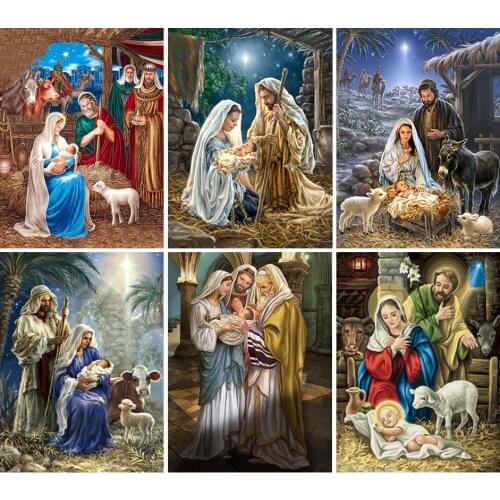 5D DIY Diamond Painting Religion Cross Stitch Kit Full Drill Square Embroidery Mosaic Art Religious Icons Picture of Rhinestones