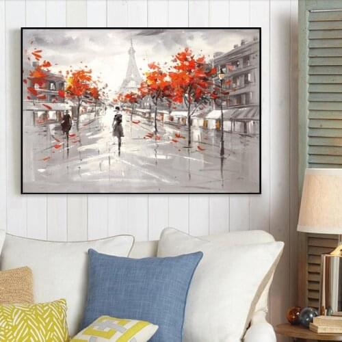 Paris Street View Wall Art Canvas Pantings On The Wall Posters And Prints Abstract Landscape of Paris Canvas Prints Home Decor