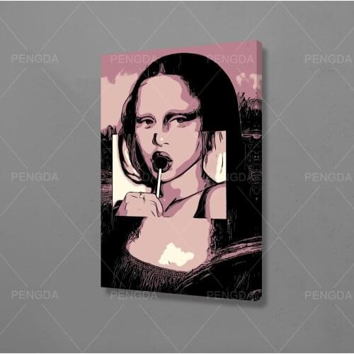 Prints Posters Home Mona Lisa Girl Cartoon Decor Canvas Painting Cool Funny Wall Artwork Modern Bedroom Cuadros Modular Pictures