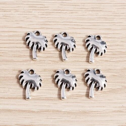 40pcs 11*14mm Retro Silver Color Small Tree Charms for Jewelry Making Drop Earrings Pendants Necklaces DIY Crafts Accessories
