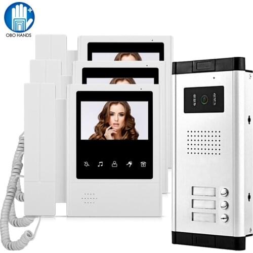 Wired Video Doorbell Intercom System 4.3" Indoor Monitor Night Vision Door Phone Panel with Call Button for Multi-Apartments