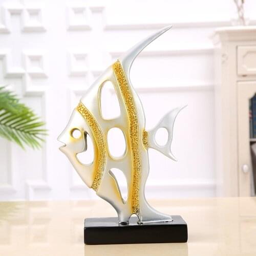 Blue/Silver Resin Fish Shaped Ornaments Nordic Parlor Home Decoration Child Room Handicraft Art Accessories Sculpture T619