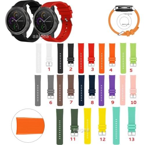 20mm 22mm Silicone Replacement Band Sport Strap for Garmin Vivoactive 3 Music for Venu Sq/Forerunner 645 245/Vivomove HR
