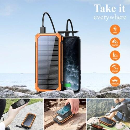20000mAh Solar Power Bank QC PD 3.0 PoverBank Fast Charging Powerbank Outdoor Waterproof Camping Light for -Xiaomi -Sam-sung