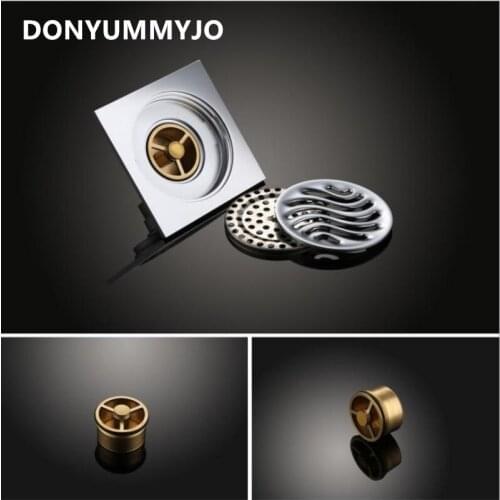 High Quality New Design 10cm Brass Floor Drain Bathroom Kitchen Shower Double Anti-odor Floor Drain Square Bath Drain