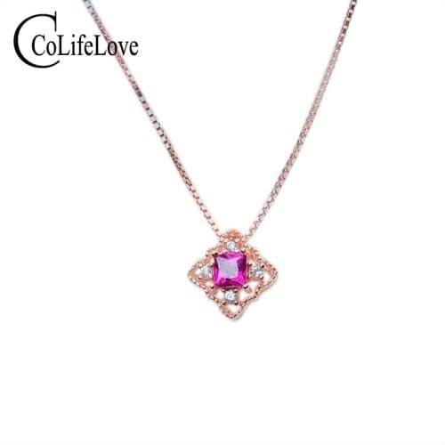 CoLife Jewelry Vintage Silver Garnet Pendant for Daily Wear 3mm Natural Garnet Necklace Pendant 925 Silver Garnet Jewelry