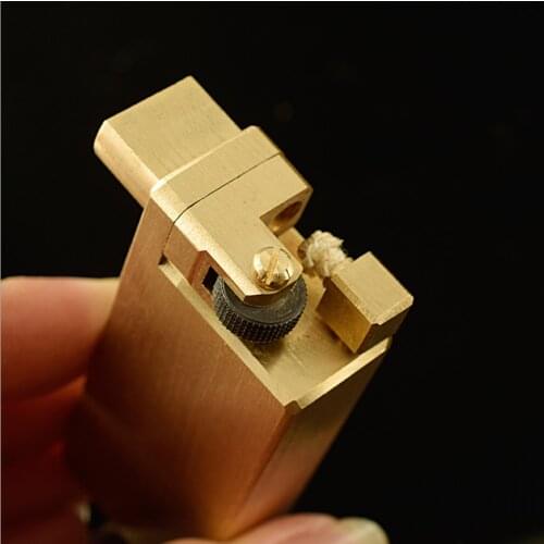 CNC Handmade cuboid pure copper brass gasoline cigarette lighter Trench briquet Kerosene Petroleum oil smoking igniter -5.8cm