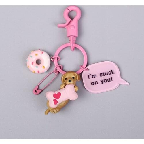 Cute Dog Keychain Chihuahua Corgi Labrador Doll Key Ring Pendant for Women Girl Bag Handbag Purse Backpack Car Key Accessories