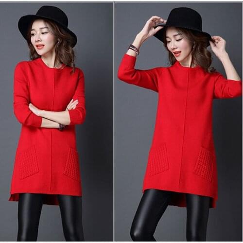 Autumn winter women large size sweater coat women long bottoming sweater