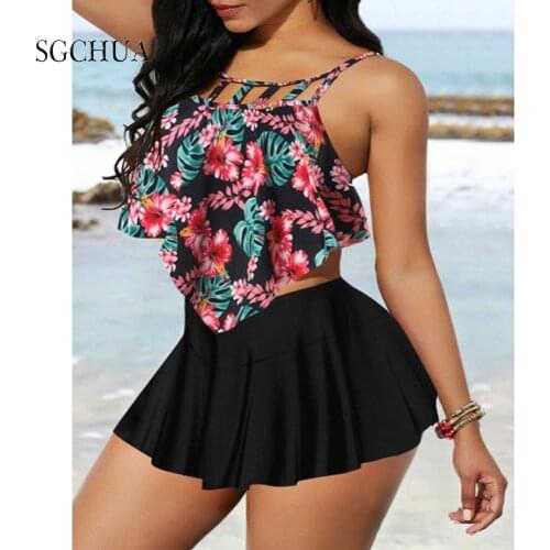 2021 Women Ruched High Waist Bikini 2021 Plus Size Swimwear Summer Swimsuit Floral Beach Bathing Suit Ruffle Bikini Mujer