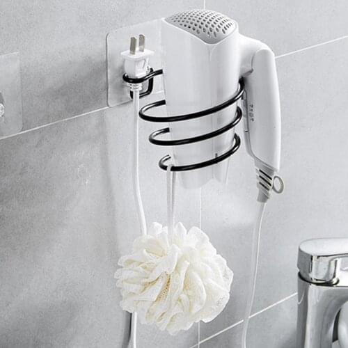 1PC Iron Wall Mounted No Drilling Hair Dryer Stand Hotel Bathroom Shelves Shelf Storage Hairdryer Rack Holder Hanger