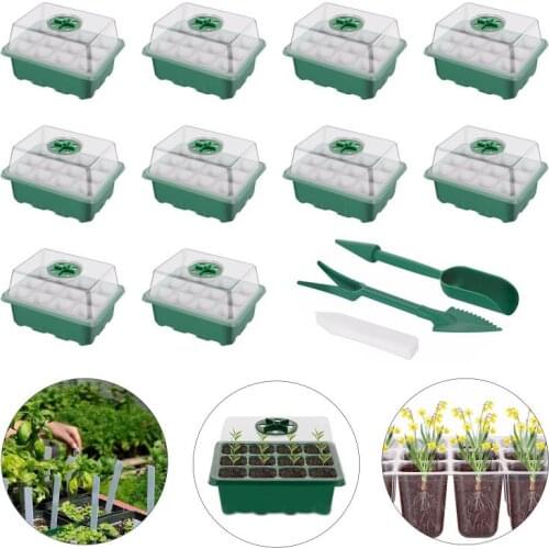 10 Pcs12 Hole Seedling Starter Tray Extra Strength Seed Germination Plant Flower Pots Nursery Grow Box Propagation for Gardening