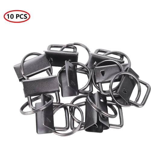 10Pcs DIY Fabric Hardware Keychain Cotton Tail Clips Key Ring Fob Wristlet Hardware for Lanyard Luggage Strap Accessories