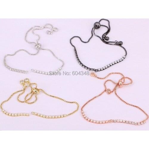 20PCS ZYZ182-8445 Crystal Zirconia Bracelet Pave CZ Adjustable Link Chain Bracelets Jewelry Findings