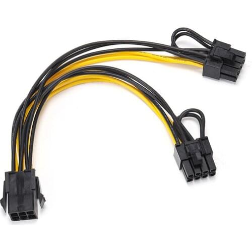 20cm/ 50cm 6-pin PCI Express to 2 x PCIe 8 (6+2) pin Motherboard Graphics Video Card PCI-e GPU VGA Splitter Power data Cable