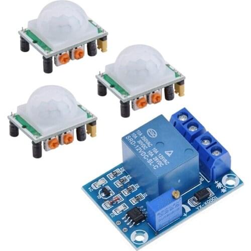3Pcs HC-SR501 Infrared PIR Motion Sensor Detector Module & 1X YX-X0001 DC 12V Battery Undervoltage Management Module