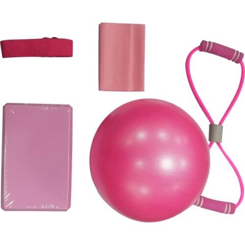 5 pcs/sets Pilates Massage Ball Fitness Equipment Rubber Workout Crossfit Pull Up Resistance Bands Gym Training Yoga Block Hot