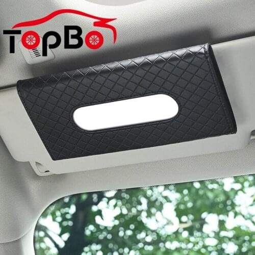 Car PU Leather Hanging Paper Towel Clip Napkin Holder Backseat Tissue Case Visor Tissue Holder Box Auto Decor Accessories