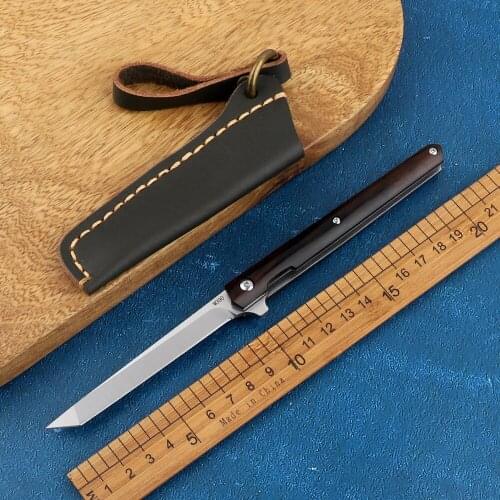 Wooden handle folding M390 blade multifunctional outdoor sharp tactical slicing fruit climbing survival EDC tool hunting knife