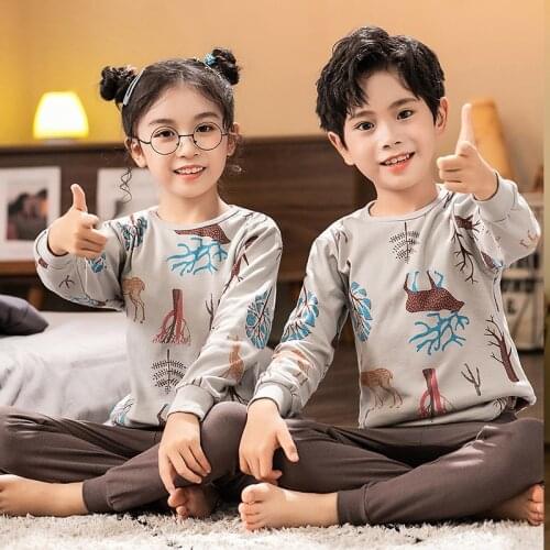 Kids Christmas Pajamas Children Winter Sleepwear Baby Pajama Sets Boys Girls Animal Pyjamas Pijamas Cotton Nightwear Clothes