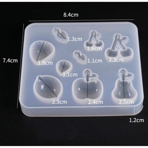 Fruit Mold Kawaii Resin Craft Supplies Apple Lemon Cherry Strawberry Silicone Mold Assorted Clear Soft Mold for UV Resin