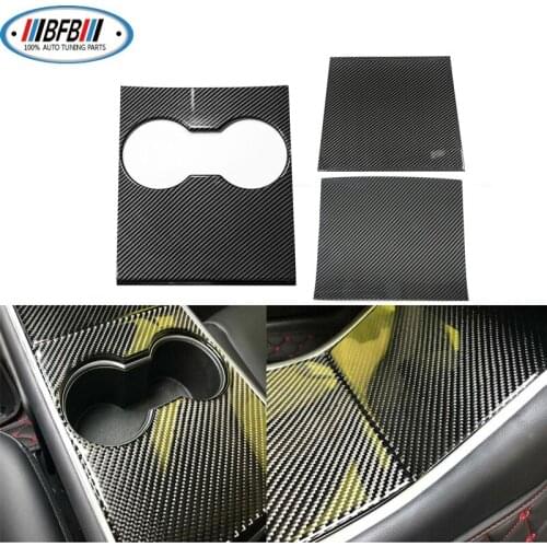 Glossy Black Carbon Fiber Center Console Panel Cover Trim Parts For Tesla Model 3