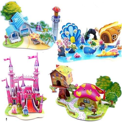 Cardboard 3D Puzzle Educational Toys for Children iq Games Hobby Assemble Cartoon Building Harmonious Park Model DIY Kids Gifts