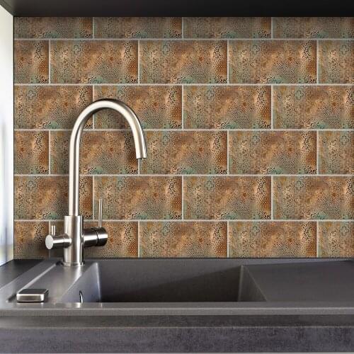 Classic Royal Rusty Gold Stickers Retro Oil-proof Waterproof Tile Wallpaper For Kitchen Bathroom Ground Wall House Decoration
