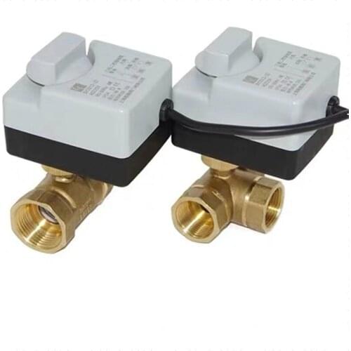 Brass Motorized Ball Valve 3-Wire Two Control Electric Actuator AC220V 3 Way /2 Way DN15 DN20 DN25 DN32 DN40 with Manual Switch