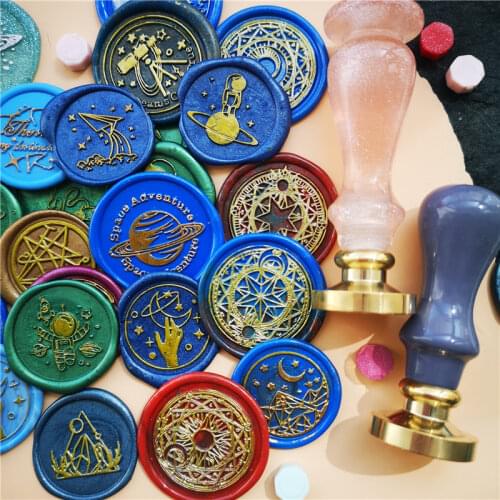 Moon stars Starry sky seal wax stamp head Retro Wood Stamp Sealing Wax Seal Stamp Wedding Decorative sealing Stamp wax seals