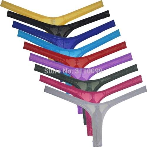 Mens semitransparent and ventilate Bulge Pouch Thongs Comfort improvement cooler Bikini Underwear