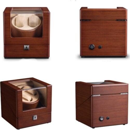 Watch Winder Wood Skin Clean Acrylic Anti Magnetic Silent Motor Maintenance for EU Brand Watch Case Rotate 1 Watch 5 Speed Knob