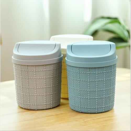 Mini Desktop Multifunctional Trash Can Home Car Storage Bucket Accessories With Lid Garbage Bin Nordic Style Living Room