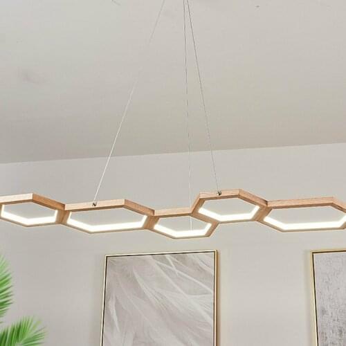 Nordic Chandelier Log Hexagon Household Light Restaurant Simple Dining Room Lighting Personality Modern Lighting lamp LB022916