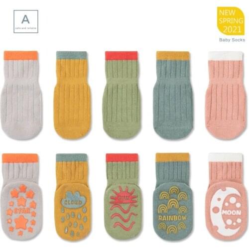 Spring and Autumn Baby Socks Non-slip Floor Socks Newborn Baby Early Teaching Step Socks Childrens Cotton Kids Clothing