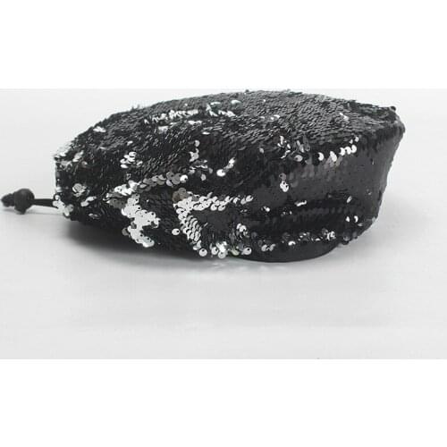2019 New Fashion Womens Autumn Beret Hat Adjustable Berets Cap With Sequins Decoration Solid Colors Hats For Women