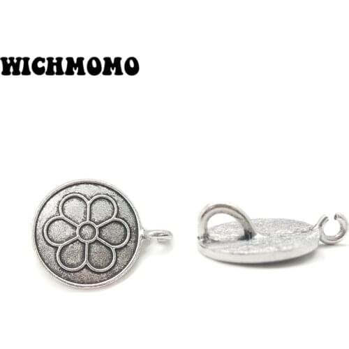 2019 New 30mm 4pieces/bag Zinc Alloy Round Flowers Connectors Clothes Decorative Charms DIY Earring Hair Jewelry Accessories