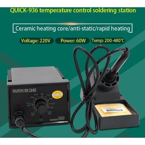 Quick 936 ESD Safe Soldering Station Lead Free Solder Station Intelligent 60W Maintenance Welding BGA Rework Station
