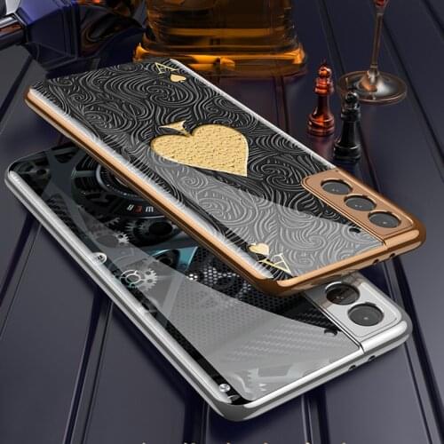 Luxury Plating Glass Case For Samsung Galaxy S21 Plus S21 Ultra 5G Case Soft TPU Frame Hard Glass Back Cover For Galaxy S21 5G