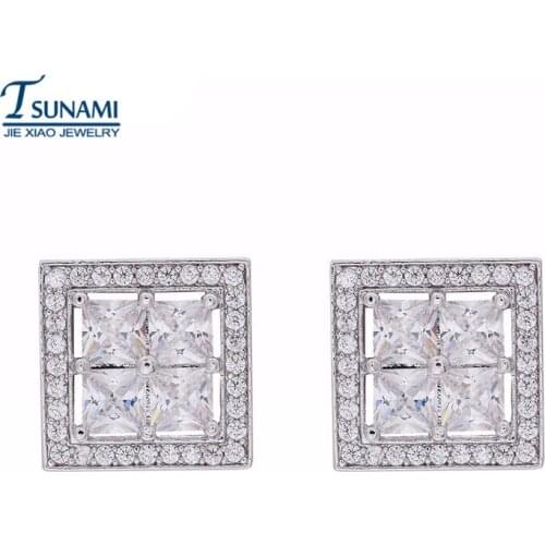 Luxury four colors square cubic zirconia earrings High quality girl Womens fashion jewelry The trend of the bride gifts